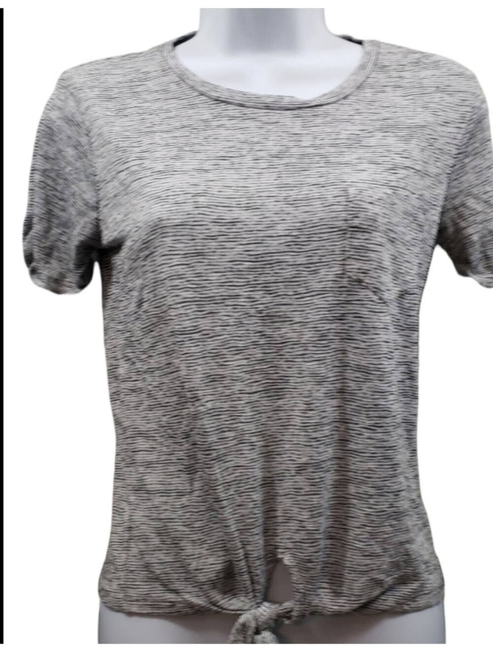 J Crew Black/White/Grey Marled Front Tie Short Sleeve Tee Size XS